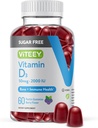 Viteey vitamín D3 Gumičky pre dospelých & tínedžerov - 2000 IU, 50 μg - bez cukru, kostí, spoločného a svalového zdravia, Immune Boost - Vegetarián, bez želatíny, bez GMO - Chutné žuvacie Berry Ochutené Gummy