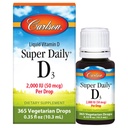 Carlson - Super Daily D3, Kvapky vitamínu D, 2 000 IU na kvapku, 1-ročná zásoba, vitamín D3 kvapalina, zdravie srdca a imunity, vegetariánske, tekuté kvapky vitamínu D, bez príchute, 365 kvapiek