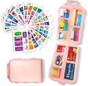 Usporiadateľ tabletiek s lekárskymi značkami 161 Labels Travel Daily Pill Container Mini Mediciation Storage Pill Organizátor Cestovanie Essentials Pill prípad 7 deň (Pink, 1 balenie)