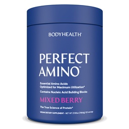 TeloHealth PerfectAmino Powder - BCAA a EAA Powder pre pred a po tréningu - Aminokyselinový nápoj pre mužov a ženy na podporu chudého svalstva a zotavenie - zmiešané Berry - 120 Serviv