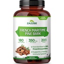 Zazzee Extra Strength French Maritime Pine Bark 20:1 Extract, 350 mg Per Capsule, 180 Vegan Kapsule, 95% Proanthocyanidíny, Kosher, 6 mesiac Supply, Standardized 20X Extract, Non-GMO, Made in The USA