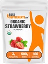 BulkSupplements.com Organic Strawberry Powder - Fruit Powder from Organic Jahody - No Sugar Pridané & Gluten Free, 3g per Serving, 500g (1,1 lbs) (Pack of 1)