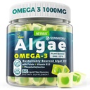 Vegan Omega-3 Gummies for Adults, Fish Oil Alternative from Algae Oil, Plant Based DHA 460mg & EPA 230mg Plus MethylFolate, Vitamín B12, Fosfatidylserin, No Fishy Taste, Vegan, Sugar Free, 60 Cts