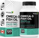 Obnoviť aktívne Omega-3 Fish Oil 2400MG na 2 Softgels - 720MG EPA & DHA - Podporuje srdce, mozog, zdravie očí, a zníženie triglyceridov - Žiadna rybia dochuť - Vyrobené v Kanade - 120 Softgels
