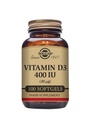 Solgar Vitamín D3 (Cholekalciferol) 10 MCG (400 IU), 100 Softgels - Pomáha udržiavať kosti a zuby - Imunitný systém Podpora - non-GMO, Gluten Free, Dairy Free - 100 Serviv