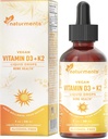 Naturments Vitamín D3 s K2 kvapalnými kvapkami (ako Lichen) +K2 komplex: pre kosti a srdce Zdravie Formula imunitnej podpory a energie - rýchlejšie vstrebávanie non-GMO, Vegan bez alkoholu, bez cukru 1 Fl Oz