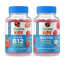 Životaschopný cukor bez vitamínu B12 Deti + preciotické vlákna Deti, Gummies Bundle - veľké ochutnávka, vitamín doplnok, bez lepku, bez GMO, Žuvacia Gummy