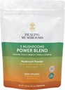 5 Huby Power Bland, Organic Powder with Lions Mane, Reishi, Cordyceps, Turkey Tail, Chaga. 100 gramov