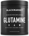 BLACKMARKET RAW glutamín - Cvičenie prášok nápoj Mix pre mužov a ženy, zlepšenie zotavenie a zníženie svalovej bolesti, zvýšenie pamäte, zameranie, koncentrácia, 300 gramy