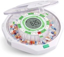 Live Fine 28-Day Automatic Pill Dispenser Frosted Lid s vylepšeným LCD displejom a kľúčom Zámok, Zvuk a svetlo na predpis, Lieky, Vitamíny, Doplnky a viac
