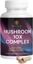 Huba 10X Complex - Lions Mane, Reishi a Cordyceps - Dodatok pre prírodnú energiu a úľavu od stresu - Immune Boost - Focus & Memory - Natural & Non-GMO