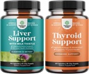 Bundle of Liver Clease Detox & Repair - Silymarin Milk Thitle Dandelion Root, Cvikla & Artičoke Extract & Thyroida Support - L Tyrozine, Bladderwrack, Selenium & Ashwagandha for Hormone Balance