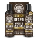 Viking Revolution Beard Wash and Beard Conditioner pre mužov s arganovým olejom a jojobovým olejom - zmäkčovač a spevňujúci medvedí šampón a kondicionér s medvedím olejom (5oz, sladký tabak)