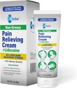 Globe Bolesť Relieving Cream Plus 4% Lidokaín, Maximálna sila Numbing Relief, Fast Acting Topical Therapy for Muscle Aches, Joint Pain, Backache, Bolesť krku, Bolestivosť, Sprains & Spasms, Nevoňavé, 3oz