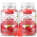 softbear Calcium Magnézium Zinok Gumies pre dospelých a deti, Suagr-bez vápnika Magnézium Zinok D3 Supplement for Bone Strength & Immune Health, Malinová chuť 120 Počet