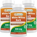 Najlepšie Naturals White Willow Bark 400 mg 180 Kapsule (180 Počet (Pack of 3))
