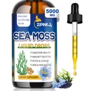 Sea Moss Drops, Írsky tekutý morský Moss Gel Supplement with Black Seed Oil, Shilajit, Elderberry, Burdock Root, Spirulina, Bladderwrack for Digestion Health, Non-GMO, 2 Fl Oz
