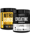Jacked Factory Nitrosurge Build pre cvičenie s kreatínom pre budovanie svalov (30 Služby, arktická biela) a monohydrát kreatín prášok pre rast svalov a zvýšenú silu (30 Služobné, neobľúbené)