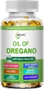 Olej z Oregano Softgels, Organický olej z Oregano s čiernym olejom zo semien pre imunitnú podporu Tráviace zdravie Sezónne bylinné, High Carvatrol a Thymochinón Oregano Oil, Plant Based, non-GMO,120 Počet