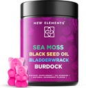 Organické Morské machy Gummy s čiernym semenom olej, Bladderwrack & Burdock Root 