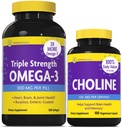 InnovixLabs Choline & Triple Omega-3 Bundle Choline Bitartrate 550 mg (100 kapsúl) Triple Strength Omega (200 Softgels). Podporuje pamäť, náladu, zdravie mozgu a zväčšovanie kognitívnych funkcií.*