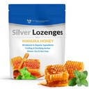 Silver Lozenges s organickým Manuka med a vitamín C - všetko-prírodné Nano Silver 45-50mcg 60 PPM Koloidné Silver Minerálne kvapky na podporu imunitného systému, Soothe, Cool Cough & Throat, 24-Lozenges