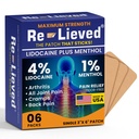 Re-utiekol 4% Lidokaín Patches s mentolom - Maximálna sila úľava od bolesti pre chrbát, kolená a svalové bolesti - Fast-Acting Medikované Patches - Made in USA - 6 Gróf
