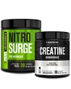 Jacked Factory NITROSURGE pred tréningom doplnok (Arktická biela) Kreatín monohydrát Prášok 150g (nearomatizovaný) pre rast svalov, zvýšená sila, zvýšená energia
