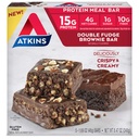 Atkins Double Fudge Brownie Protein Meal Bar, High Fiber, 15g Protein, 1g Sugar, 4g Net Carb, Nahradenie jedla, Keto Friendly