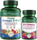 Čistota produktov Bundle - Vegan Omega 3-6-9 (180 ct) + B-12 Energy Melt Omega 3-6-9 (