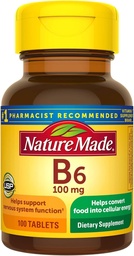 Nature Made Vitamin B-6 100 mg Tablety 100 ea (Pack of 4)