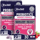 Bio360 Probiotiká pre ženy Zdravie Vaginigal - podporuje rovnováhu pH, vaginálne, močové a tráviace zdravie - 50 miliárd CFU & 15 unikátnych kmeňov pre zdravé vaginálne póry a vaginálne Flora - Stabilné police