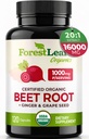 ForestLeaf Organic Beet Root Capsules - Cvikla Supplement 16000mg Sila 20:1 Extrakt Pills w/Ginger Grape Seed