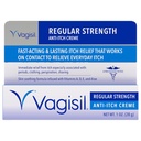 Vagisil Pravidelná sila proti svrbeniu Feminínový krém pre ženy, gynekológ testovaný, hypoalergénny, rýchlo pôsobiaci a dlhotrvajúci úľava svrbenie, vaginálny hydratačný krém upokojuje a chladí, 1 oz (Pack of 1)