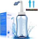 Darate Neti Pot Sinus Rinse Fľaša, Čistič nosa Tlak opláchnutia nosa Zavlažovanie pre dospelých & Kid BPA Bezlepkový termometer (300ml)