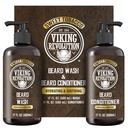Viking Revolution Beard Wash and Beard Conditioner pre mužov s arganovým olejom a jojobovým olejom - Zmäkčovač a spevňovač medvedí šampón a kondicionér s medvedím olejom (17oz, sladký tabak)
