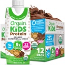 Orgain Organic Kids Protein Nutritional Shake, Čokoláda - 8g bielkovín, 22 vitamínov a minerálov, ovocie a zelenina, bez lepku, bez sóje, non-GMO, 8.25 Fl Oz (Pack of 12)