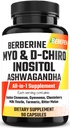 Myo-Inozitol & D-Chiro Inozitol Kapsule s Ashwagandha, Berberine, škorica, Gymnema, čerešňa, mlieko bodliak, kurkuma, horký Melon - 90 Kapsule
