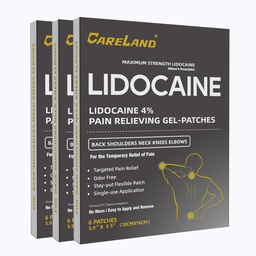 CARELAND Lidokaín Gel Patch, 18 gróf Maximálna sila bolesti Patches pre svalovú úľavu v krku kolená späť a ramienka nevoňajúce numbing patch pre upokojujúce nervy, kĺby