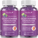 Mulittea Glukozamín Chondroitín Gummies - Extra sila Spoločná podpora doplnok s MSM a bazy pre prírodné kĺby, Antioxidant imunitná podpora pre dospelých, Muži a ženy-Sugar-Free (2 balenie)