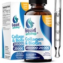 Tekutý kolagén a biotín, 2 Fl. Oz, Ultra-silný kolagén Peptidy pre ženy, tretia strana testovaný biotín pre rast vlasov Ženy, nechty, a kožné vitamíny B7 Collageno Peptides