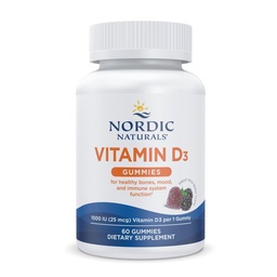Nordic Naturals Vitamín D3 Gummies, Wild Berry - 60 Gummies - 1000 IU Vitamín D3 - Veľká chuť - zdravé kosti, nálada a imunitný systém Funkcia - Non-GMO - 60 Servírovanie