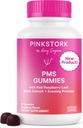 Pink Stork PMS Podpora Gummy pre ženy - Červená malinová list, Black Cohosh, Večerné Primrose olej - Bloating, Cravings, koža, Mood - Hormonálna podpora cyklu - 60 Berry Gummies - Vegan, Plant-Based