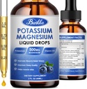 Draslík horčík doplnok - vysoká absorpcia Magnézium komplex 500 mg & Draslík 99mg Plus vápnik, vitamín D3, zinok, bezcukrové kvapky doplnok pre nohy Cramps, energia, metabolizmus (čučoriedka)