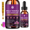 Mlieko Thitle doplnok pre pečeň čistiť Detox a opravy, Pečeň Detox kvapky s organickým mliekom Thitle Seed, Artičoky extrakt, Púpava, Turmérie a Vegan, Non-GMO, Gluten-Free (2 balenia, 1 Fl Oz)