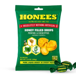 Honey Honey Menthol Cough Drops - 20-Piece, Single Pack Honey-vyholené Lozenges 