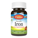 Carlson - Žuvacia Železo, 30 mg, Superior Absorpcia, Krvné zdravie, Výroba energie a Optimal Wellness, Prírodná Jahodová aróma, 60 tabliet