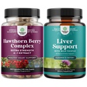 Bundle extra sily Hawthorn Berry Kapsule - extrakt Digestion and Heart Health Supplement and Pečeň Čistenie a detoxikácia a opravy Formula - Bylinné pečene podpora doplnok