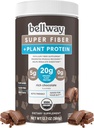 Bellway Super Fiber + Proteín prášok, bez cukru organické Psyllium Husk Fiber Supplement Powder with 20g Plant Protein Per Serving, Rich Chocolate, 12.7 oz
