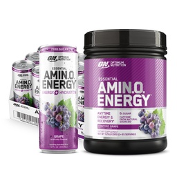 Optimálny výživové Amino Energy Powder: Concord Grape (65 Servings) s esenciálnou Amino Energy Plus Electrolyes Sparkling Drink: Grape (12 plechoviek) - Bundle Pack